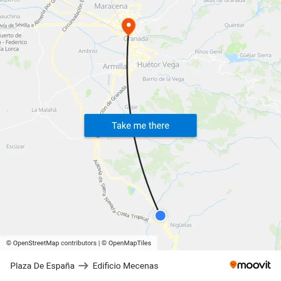 Plaza De España to Edificio Mecenas map