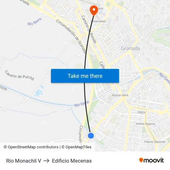 Río Monachil V to Edificio Mecenas map