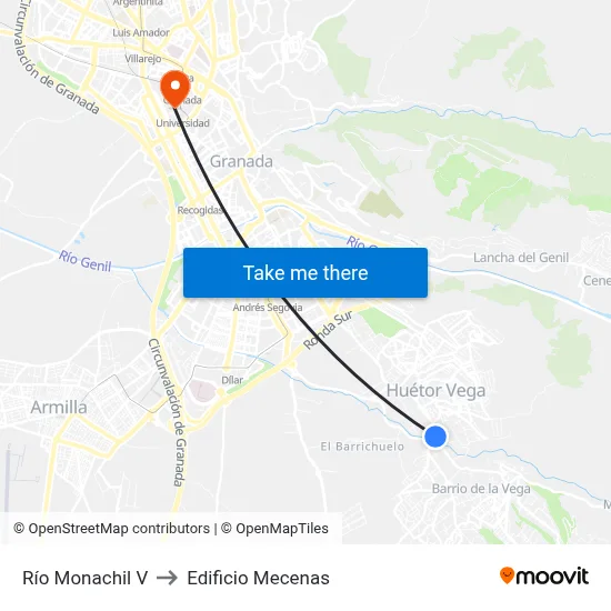 Río Monachil V to Edificio Mecenas map