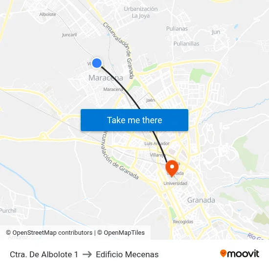 Ctra. De Albolote 1 to Edificio Mecenas map