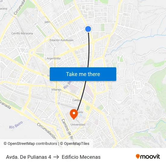 Avda. De Pulianas 4 to Edificio Mecenas map