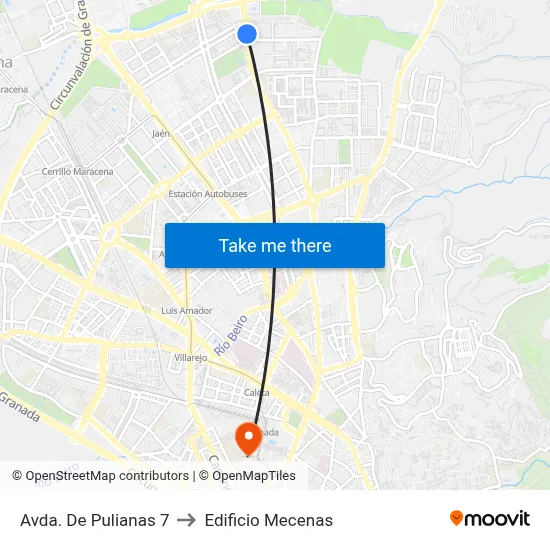 Avda. De Pulianas 7 to Edificio Mecenas map