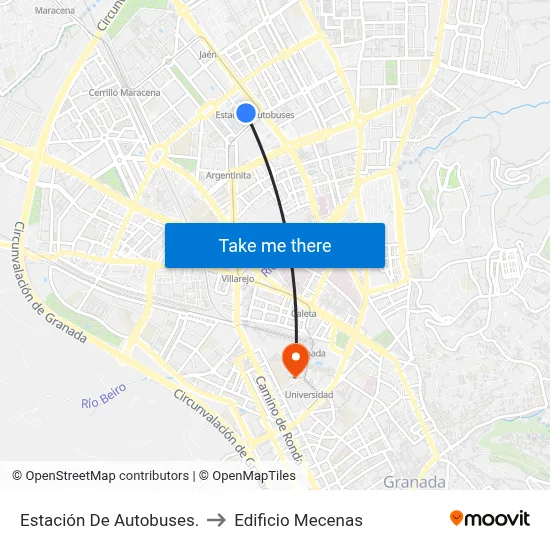 Estación De Autobuses. to Edificio Mecenas map