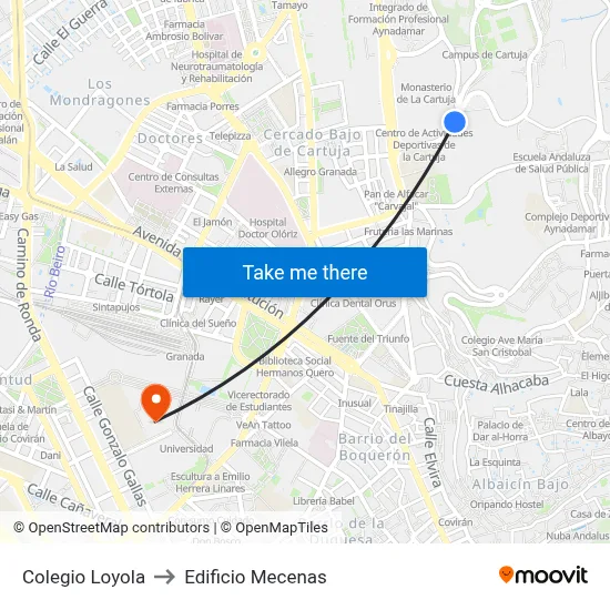 Colegio Loyola to Edificio Mecenas map