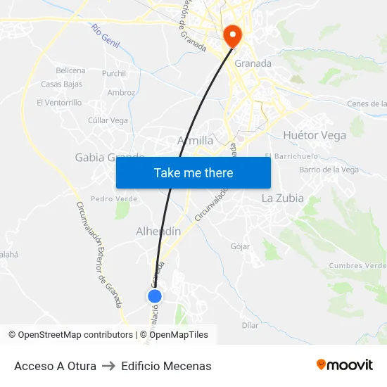 Acceso A Otura to Edificio Mecenas map