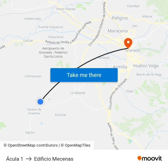 Ácula 1 to Edificio Mecenas map