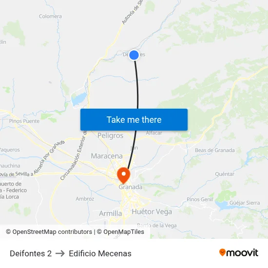 Deifontes 2 to Edificio Mecenas map