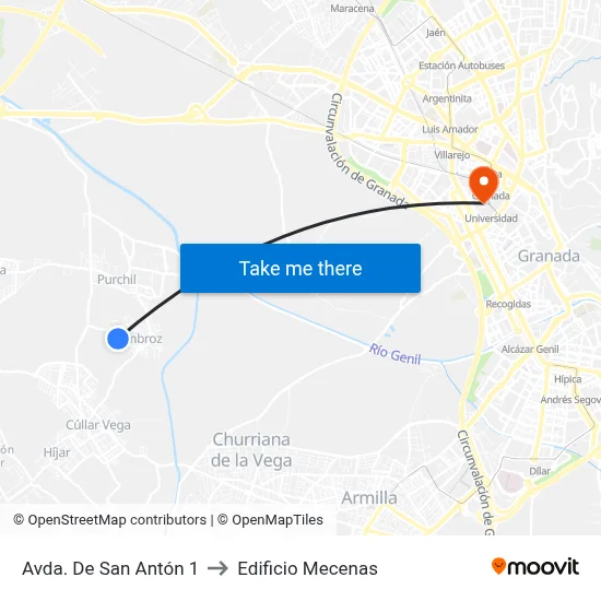 Avda. De San Antón 1 to Edificio Mecenas map
