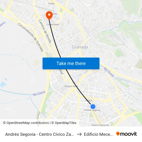 Andrés Segovia - Centro Cívico Zaidín V to Edificio Mecenas map