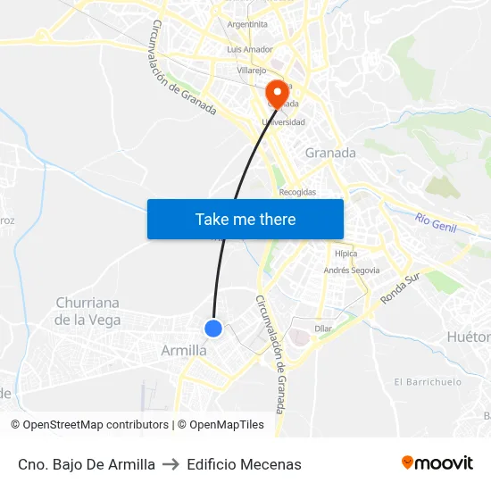 Cno. Bajo De Armilla to Edificio Mecenas map