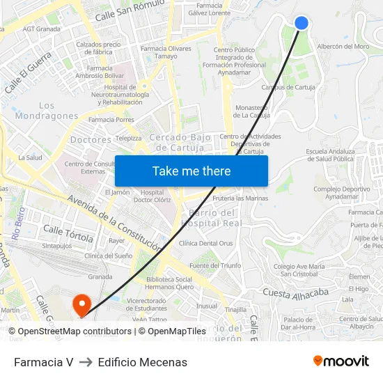 Farmacia V to Edificio Mecenas map