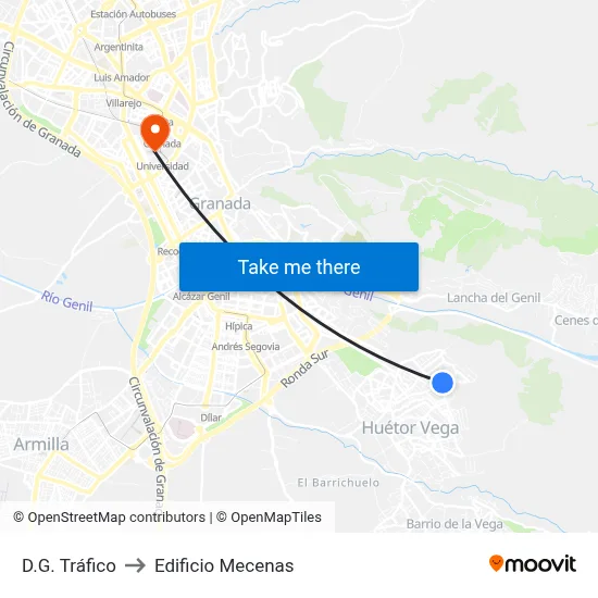 D.G. Tráfico to Edificio Mecenas map