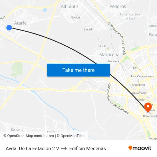 Avda. De La Estación 2 V to Edificio Mecenas map