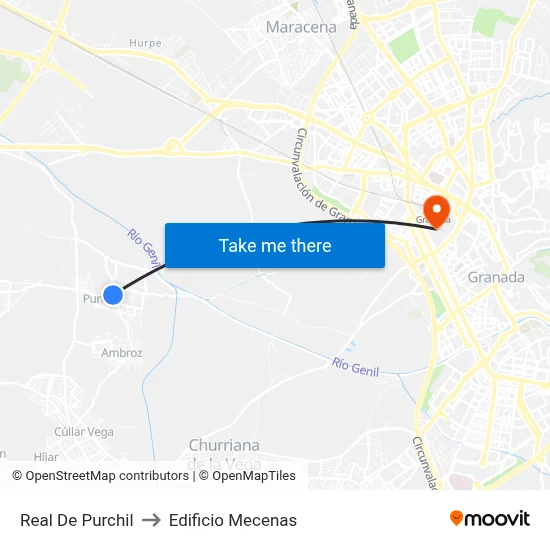 Real De Purchil to Edificio Mecenas map