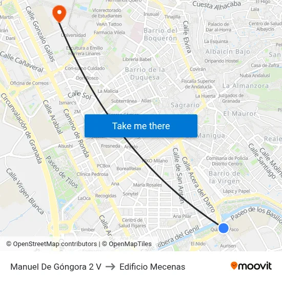 Manuel De Góngora 2 V to Edificio Mecenas map