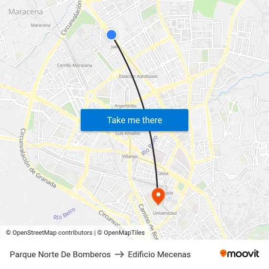 Parque Norte De Bomberos to Edificio Mecenas map