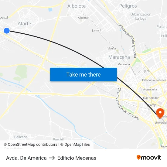 Avda. De América to Edificio Mecenas map