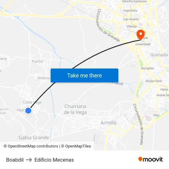 Boabdil to Edificio Mecenas map