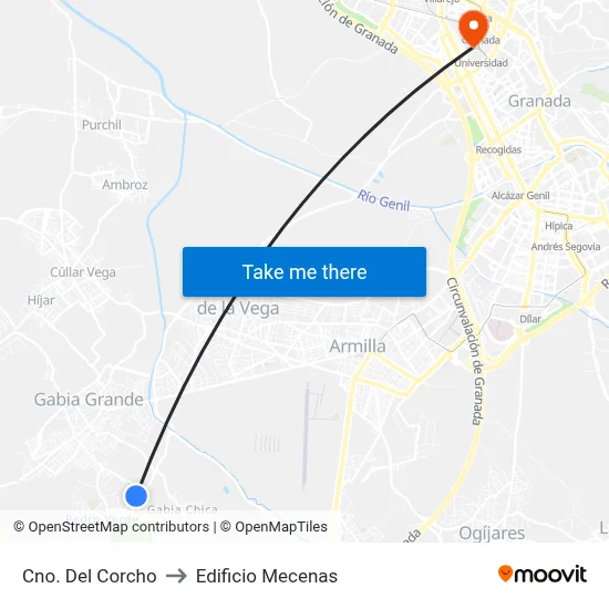 Cno. Del Corcho to Edificio Mecenas map