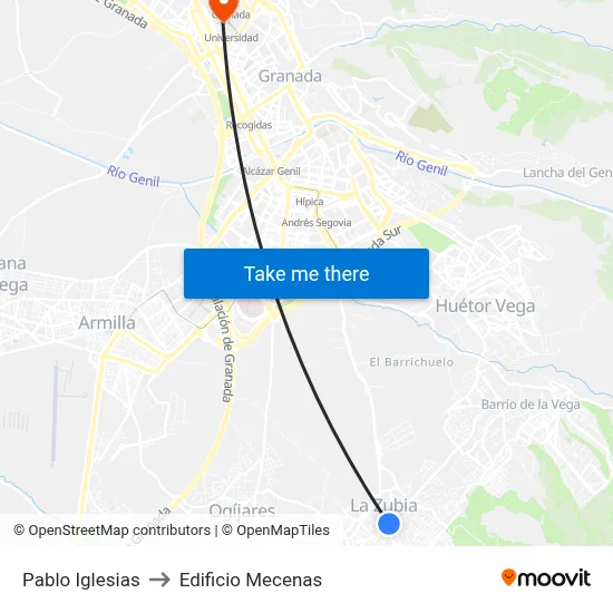 Pablo Iglesias to Edificio Mecenas map