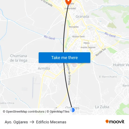 Ayo. Ogijares to Edificio Mecenas map