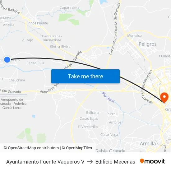 Ayuntamiento Fuente Vaqueros V to Edificio Mecenas map