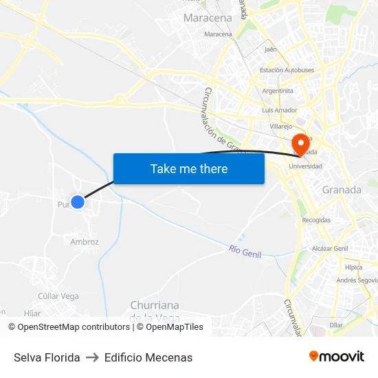 Selva Florida to Edificio Mecenas map