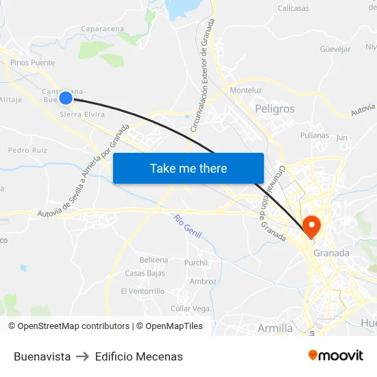 Buenavista to Edificio Mecenas map