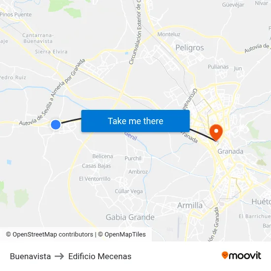 Buenavista to Edificio Mecenas map
