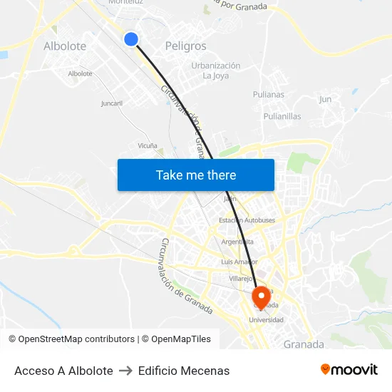 Acceso A Albolote to Edificio Mecenas map