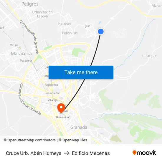 Cruce Urb. Abén Humeya to Edificio Mecenas map