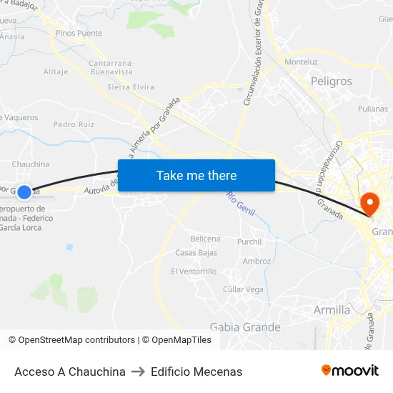 Acceso A Chauchina to Edificio Mecenas map