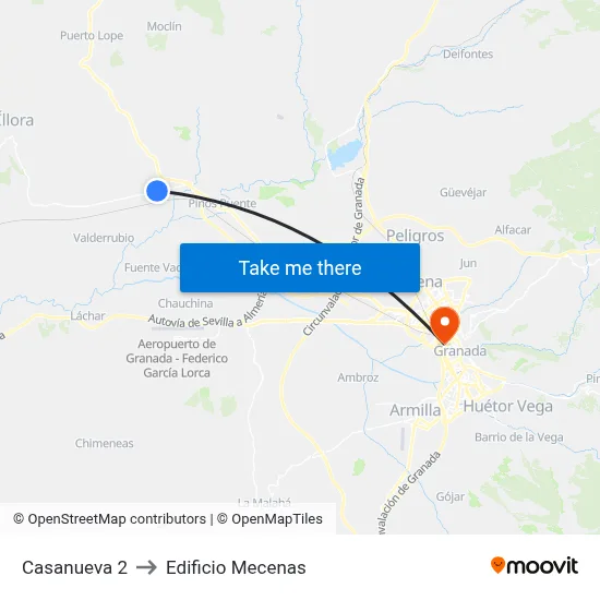 Casanueva 2 to Edificio Mecenas map