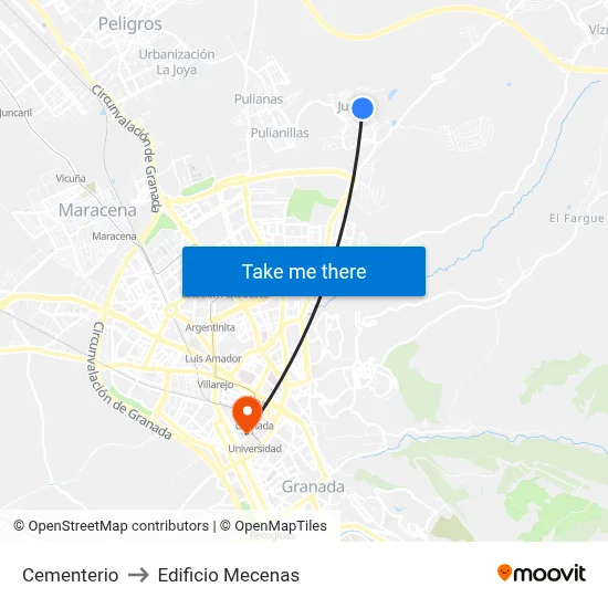 Cementerio to Edificio Mecenas map