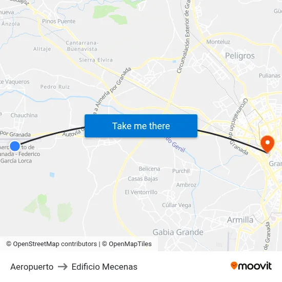 Aeropuerto to Edificio Mecenas map