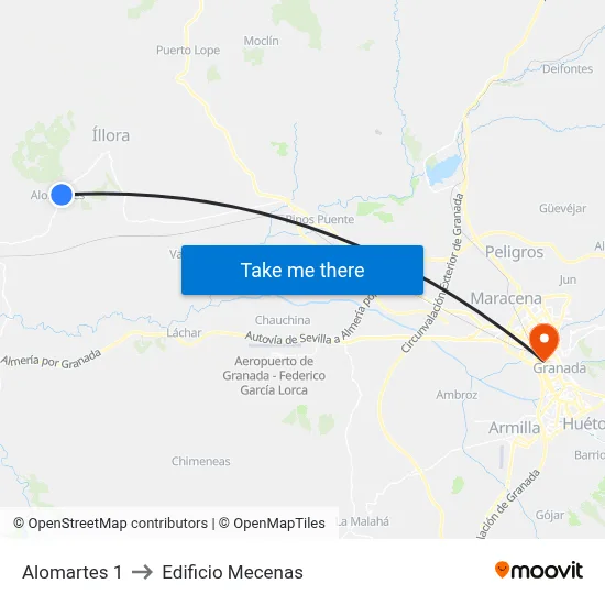 Alomartes 1 to Edificio Mecenas map