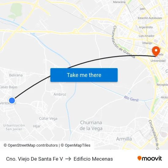 Cno. Viejo De Santa Fe V to Edificio Mecenas map