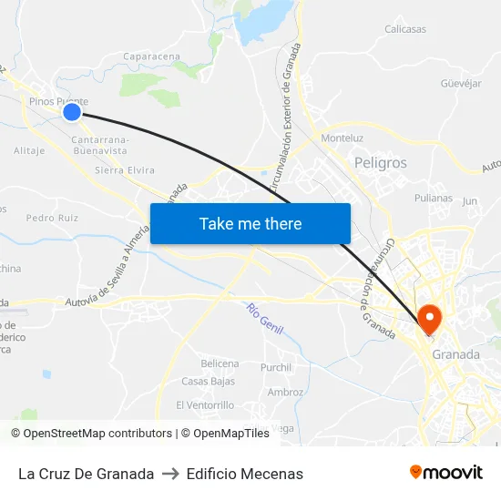 La Cruz De Granada to Edificio Mecenas map