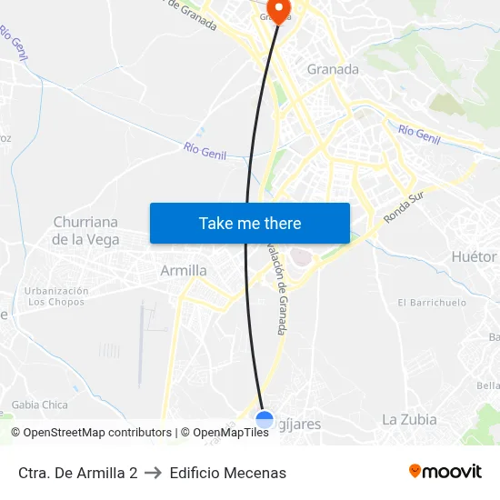 Ctra. De Armilla 2 to Edificio Mecenas map