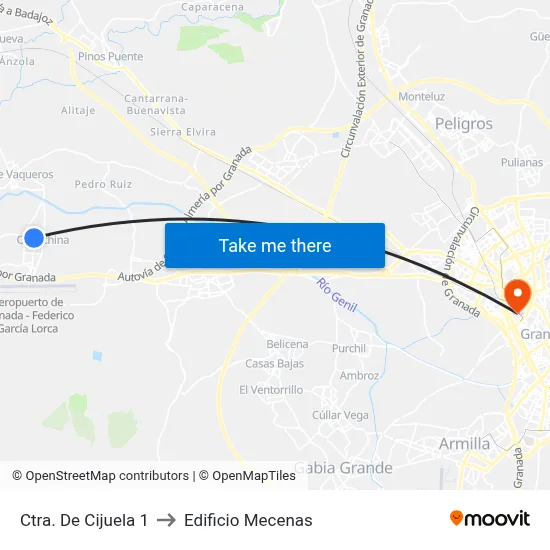 Ctra. De Cijuela 1 to Edificio Mecenas map