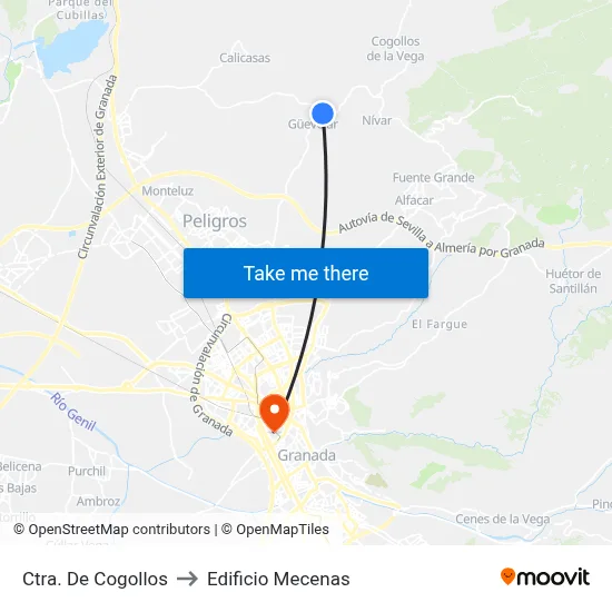 Ctra. De Cogollos to Edificio Mecenas map