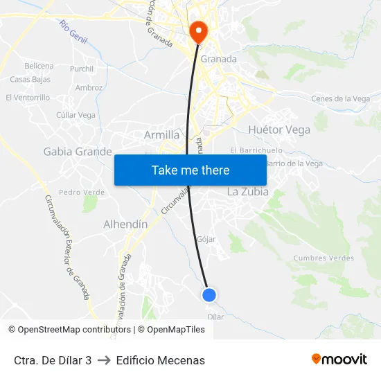 Ctra. De Dílar 3 to Edificio Mecenas map