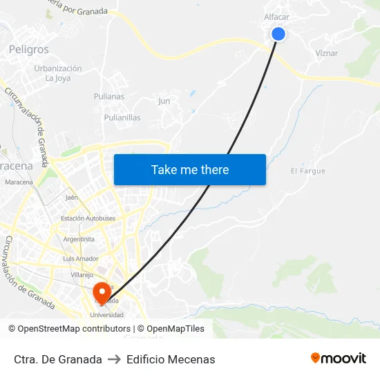 Ctra. De Granada to Edificio Mecenas map