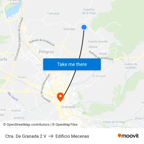 Ctra. De Granada 2 V to Edificio Mecenas map