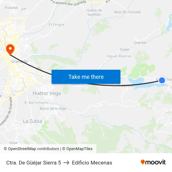 Ctra. De Güéjar Sierra 5 to Edificio Mecenas map