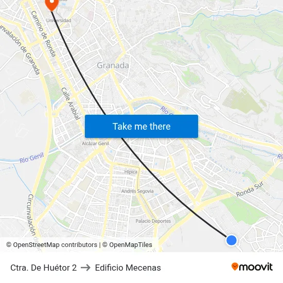 Ctra. De Huétor 2 to Edificio Mecenas map
