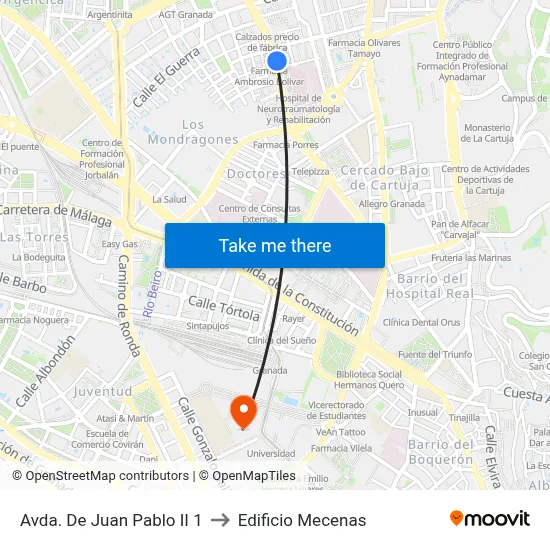 Avda. De Juan Pablo II 1 to Edificio Mecenas map