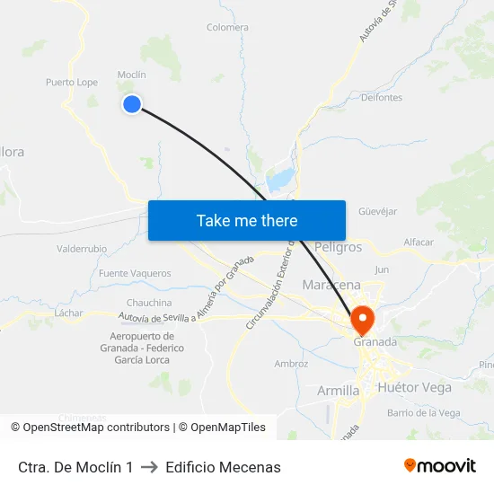 Ctra. De Moclín 1 to Edificio Mecenas map