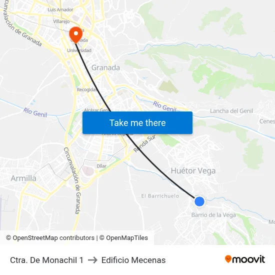 Ctra. De Monachil 1 to Edificio Mecenas map