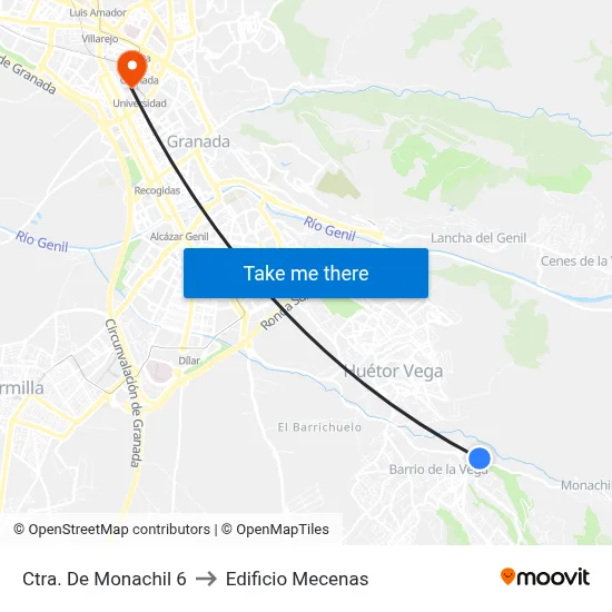 Ctra. De Monachil 6 to Edificio Mecenas map